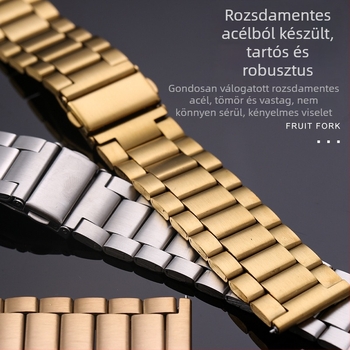 Rozsdamentes acél óraszíj Apple Watch, Samsung és Huawei GT-hez, 20mm/22mm