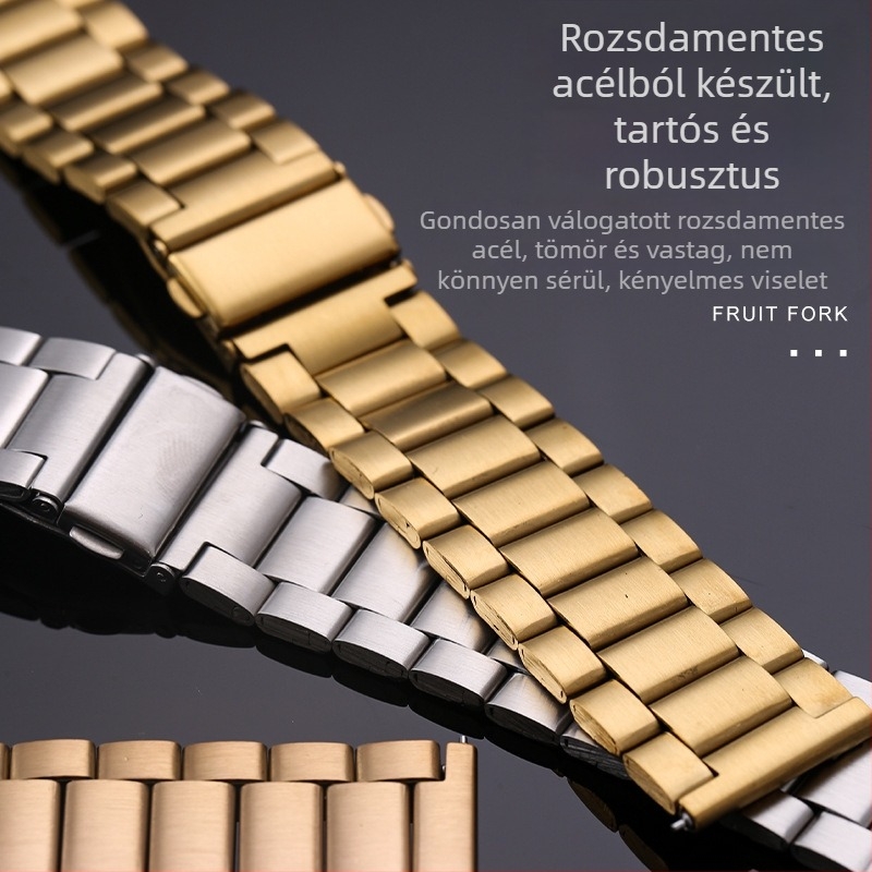 Rozsdamentes acél óraszíj Apple Watch, Samsung és Huawei GT-hez, 20mm/22mm