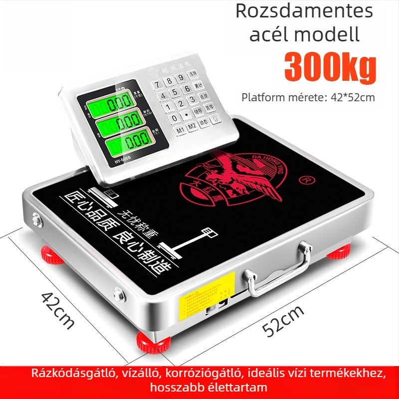 Vezeték nélküli hordozható kereskedelmi elektronikus mérleg, 300 kg kapacitás, kézi, leválasztható, kompakt