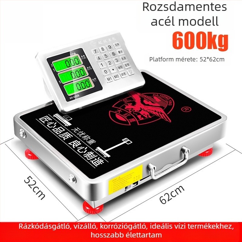 Vezeték nélküli hordozható kereskedelmi elektronikus mérleg, 300 kg kapacitás, kézi, leválasztható, kompakt
