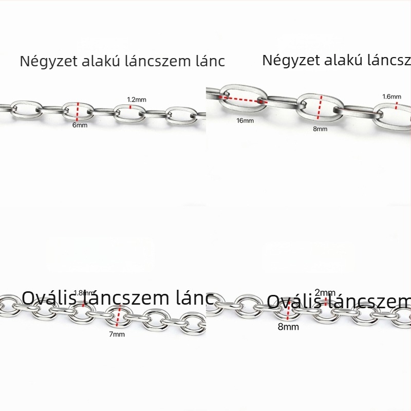 Nagy választék rozsdamentes acél ékszerláncokhoz, DIY kiegészítők és anyagok divatos nyakláncokhoz és karkötőkhöz