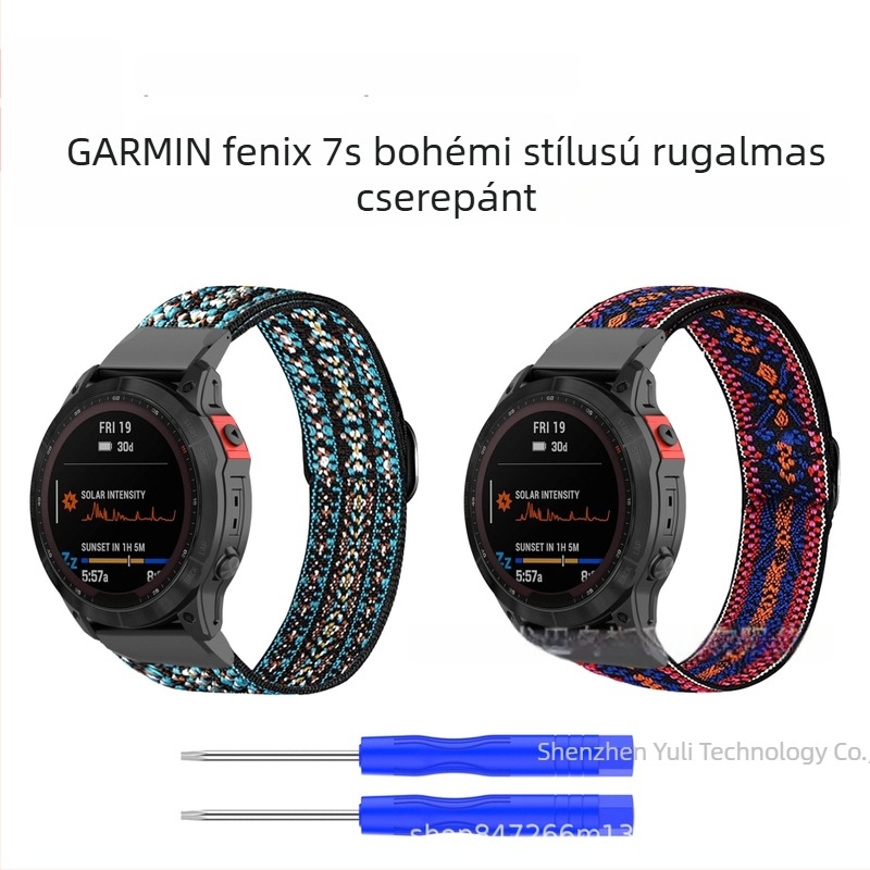 Nylon elasztikus, állítható óraszíj Garmin Fenix sorozathoz, 7S/7/7X, 20 mm szélesség