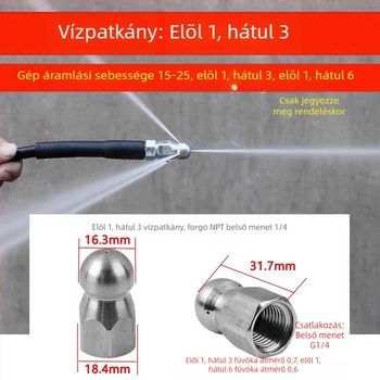 Kompakt magasnyomású csőtisztító eszköz, csövekhez és konyhai lefolyókhoz, tisztítófej kiegészítő