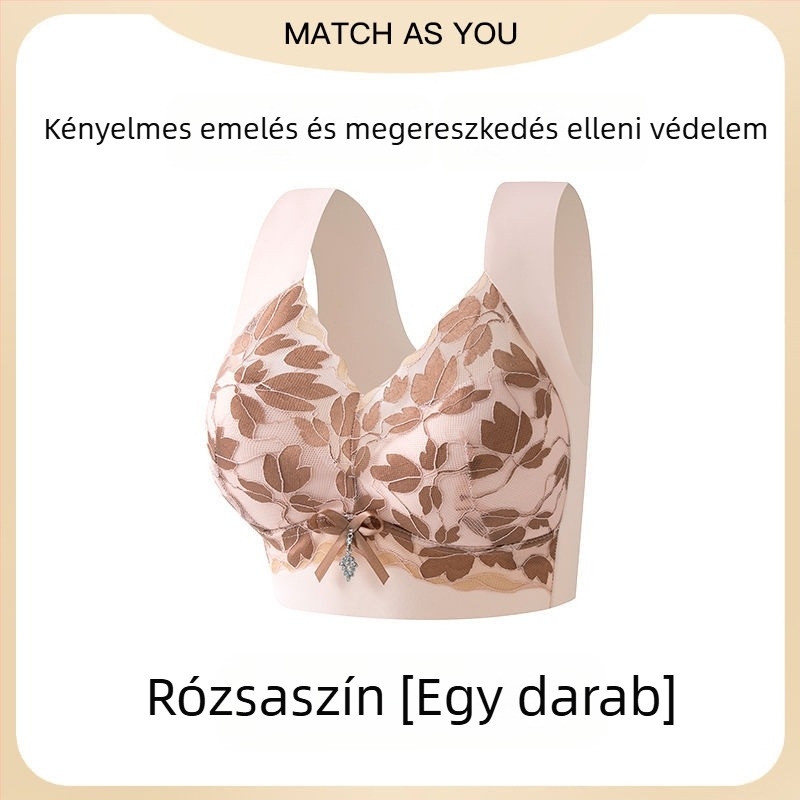 Nagy méretű csipkés seamless push-up melltartó nagy mellekhez, hátrészt támogató dizájn, kiemeli és formálja a oldalsó melleket, női fehérnemű