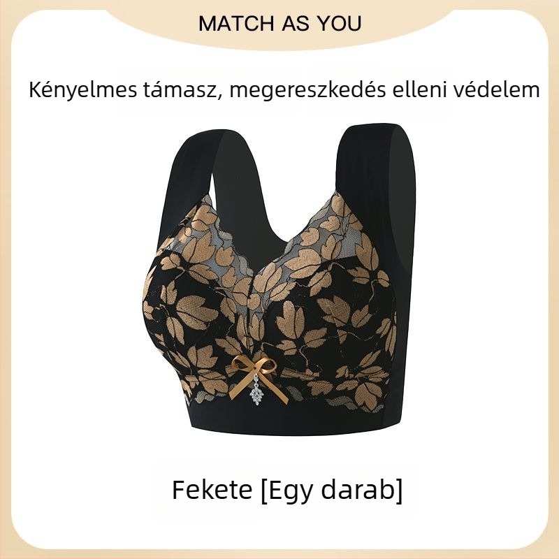 Nagy méretű csipkés seamless push-up melltartó nagy mellekhez, hátrészt támogató dizájn, kiemeli és formálja a oldalsó melleket, női fehérnemű