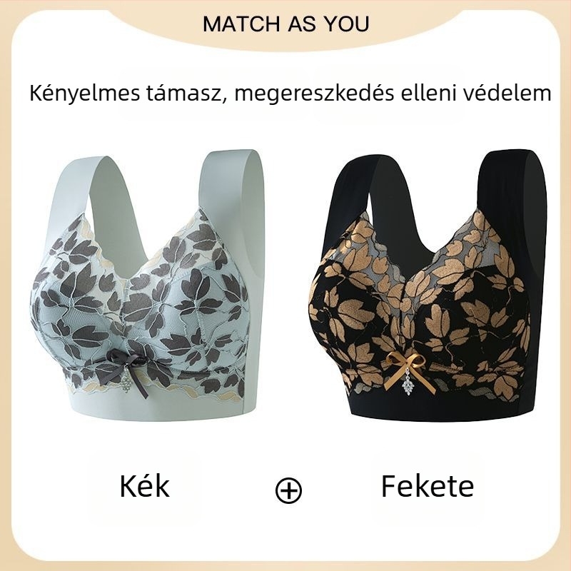 Nagy méretű csipkés seamless push-up melltartó nagy mellekhez, hátrészt támogató dizájn, kiemeli és formálja a oldalsó melleket, női fehérnemű