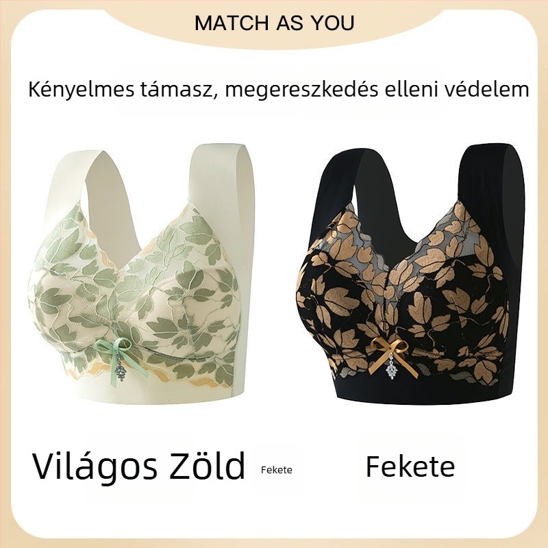 Nagy méretű csipkés seamless push-up melltartó nagy mellekhez, hátrészt támogató dizájn, kiemeli és formálja a oldalsó melleket, női fehérnemű