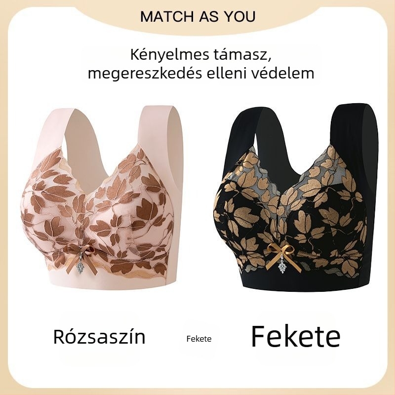 Nagy méretű csipkés seamless push-up melltartó nagy mellekhez, hátrészt támogató dizájn, kiemeli és formálja a oldalsó melleket, női fehérnemű