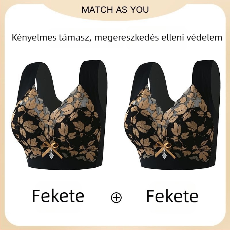 Nagy méretű csipkés seamless push-up melltartó nagy mellekhez, hátrészt támogató dizájn, kiemeli és formálja a oldalsó melleket, női fehérnemű