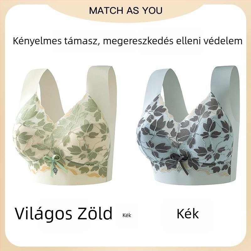 Nagy méretű csipkés seamless push-up melltartó nagy mellekhez, hátrészt támogató dizájn, kiemeli és formálja a oldalsó melleket, női fehérnemű