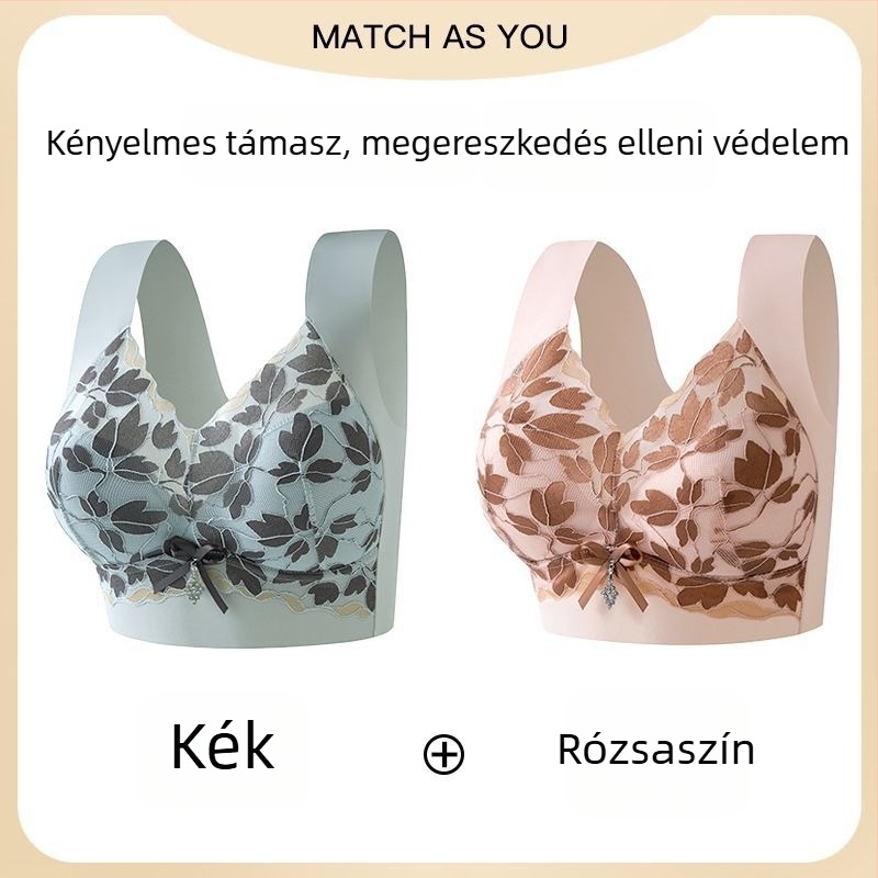 Nagy méretű csipkés seamless push-up melltartó nagy mellekhez, hátrészt támogató dizájn, kiemeli és formálja a oldalsó melleket, női fehérnemű