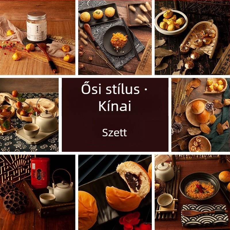 Kínai stílusú fotórekvizit-készlet, retro ételfotó hátterű textil és nassolnivalók fotózásához dekorációk
