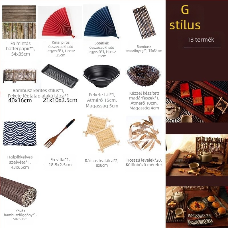 Kínai stílusú fotórekvizit-készlet, retro ételfotó hátterű textil és nassolnivalók fotózásához dekorációk