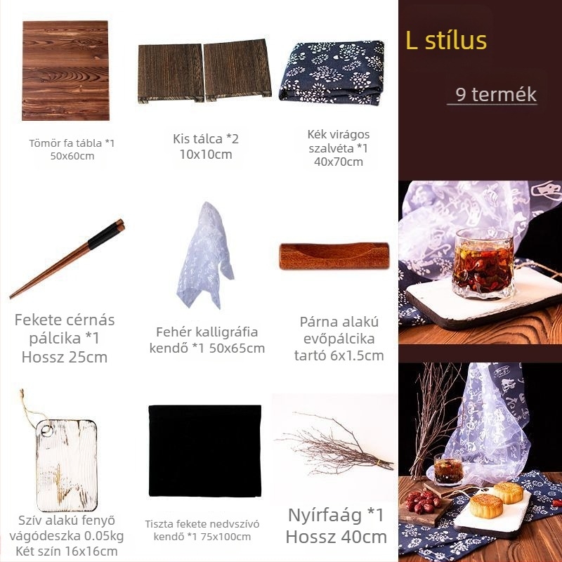 Kínai stílusú fotórekvizit-készlet, retro ételfotó hátterű textil és nassolnivalók fotózásához dekorációk