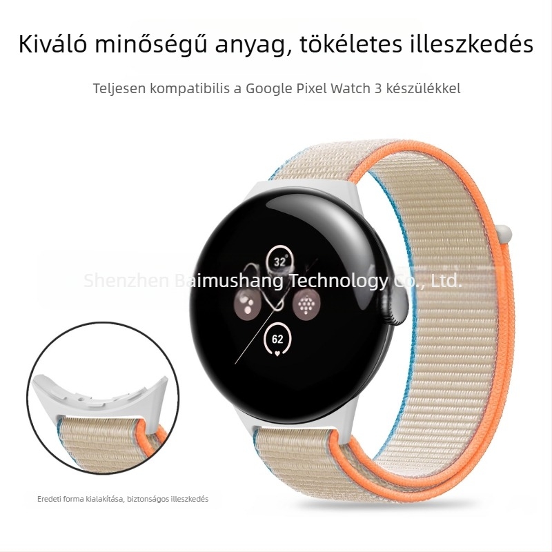 Nylon szövött Velcro szíj a Google Pixel Watch 4-höz, 43 mm, 3. generáció