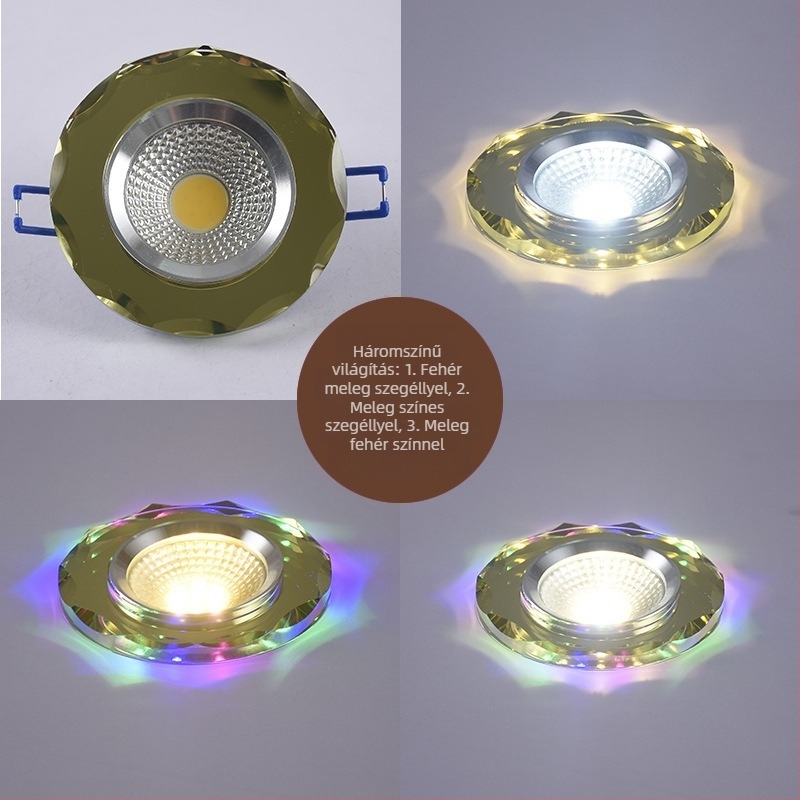 2026 kristály LED beépített spotlámpa 3W, mennyezetre szerelhető nappalira, színváltó, 6/7.5/8 cm