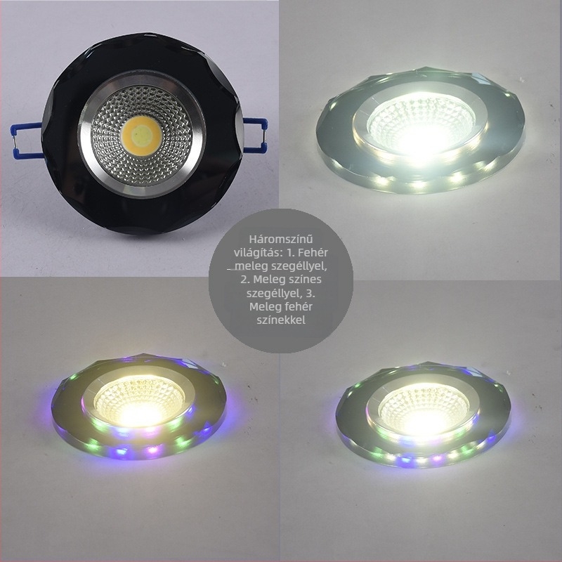 2026 kristály LED beépített spotlámpa 3W, mennyezetre szerelhető nappalira, színváltó, 6/7.5/8 cm
