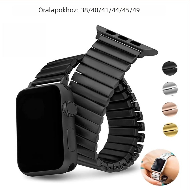 Rozsdamentes acélból készült rugalmas óraszíj, 22 mm-es szélességben, kompatibilis Apple Watch, Huawei és Samsung okosórákkal