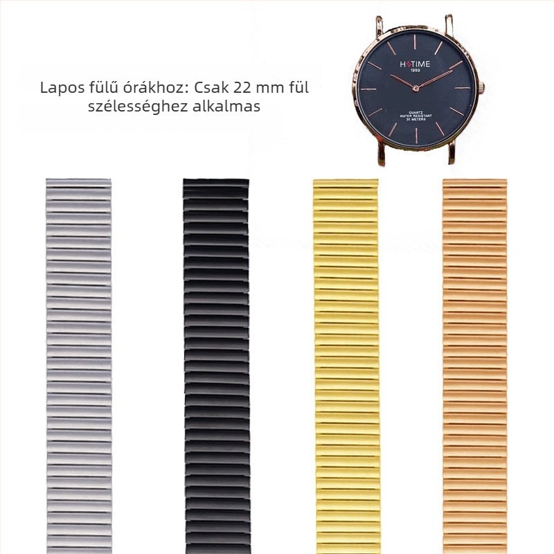 Rozsdamentes acélból készült rugalmas óraszíj, 22 mm-es szélességben, kompatibilis Apple Watch, Huawei és Samsung okosórákkal