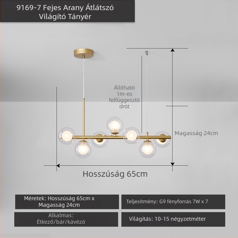 Designer étterem csillár, posztmodern minimalist, hosszú üveggolyó formájú lámpa, skandináv stílusban