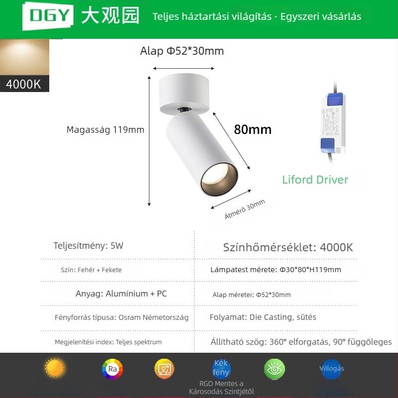 LED COB felületre szerelt spotlámpa, állítható downlight a háttérfalhoz és galériához, mennyezeti világítás 406L