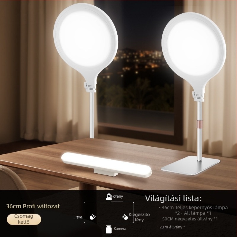 Árnyékmentes, teljes képernyőre tervezett világítás livestreaminghez, arcvilágítás a streamereknek, lágy arcfény asztali felvételekhez