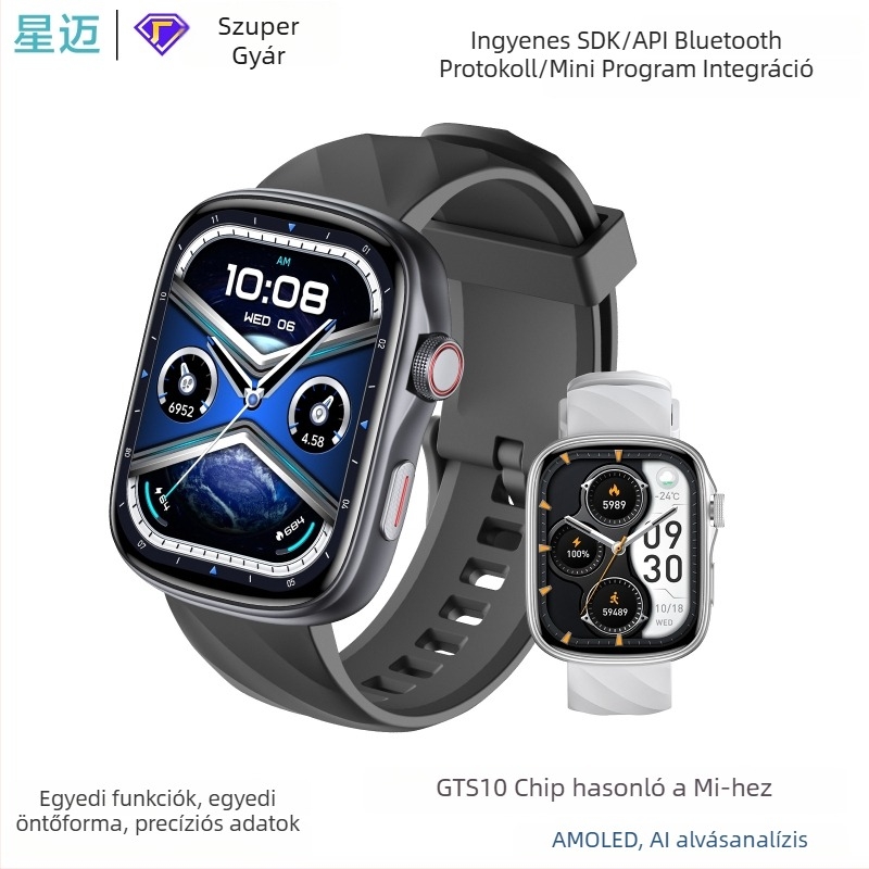 GTS10 okosóra AI alvás-analízissel, sportóra, pulzus és vér oxigén monitorozás, AMOLED kijelző