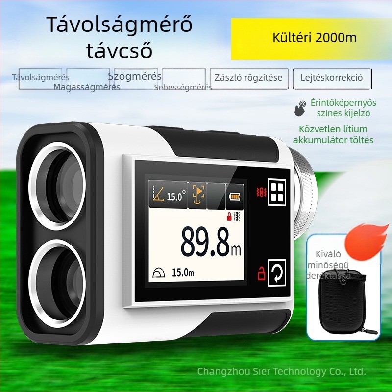 Kézben tartható rangefinder teleszkóppal, nagy pontosságú lézeres mérés távolság és szög meghatározásához golfhoz