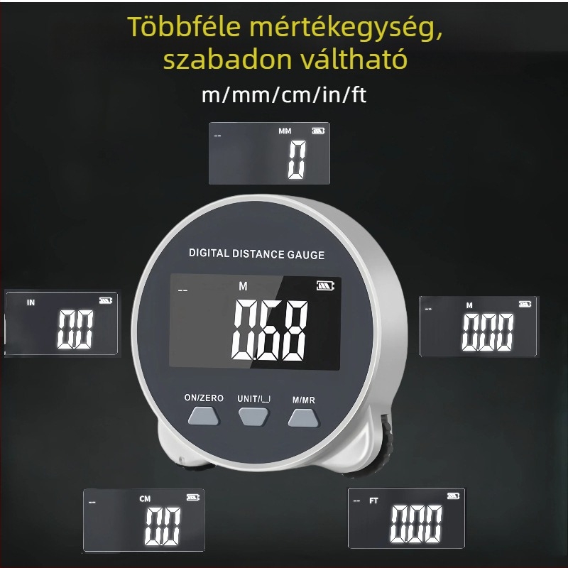 Digitális kijelzős tekercs mérőszalag nem szabályos felületekhez, hordozható, többfunkciós, nagy pontosságú mérőeszköz metrikus és imperiális egységekkel