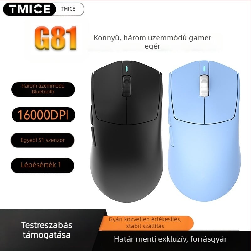 Bluetooth hárommódos, könnyű versenykategóriás gamer egér PAW3395 PAW3311 testreszabható