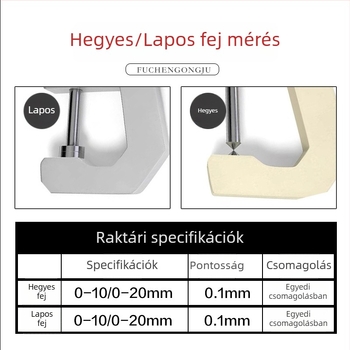 Kompakt, hordozható vastagságmérő acélcsövek, lemezek és bőr vastagságának mérésére, hegyes és sík végű kivitelben, mikrométeres vastagságmérő