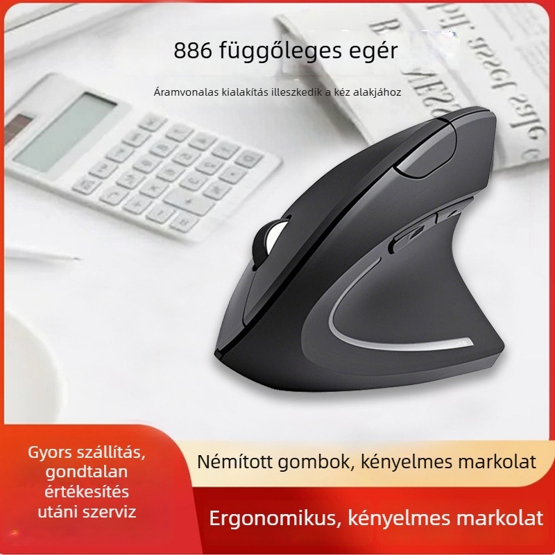 Új ötödik generációs vertikális vezeték nélküli ergonomikus egér, jobbkezes oldalsó fogással, 2.4 GHz