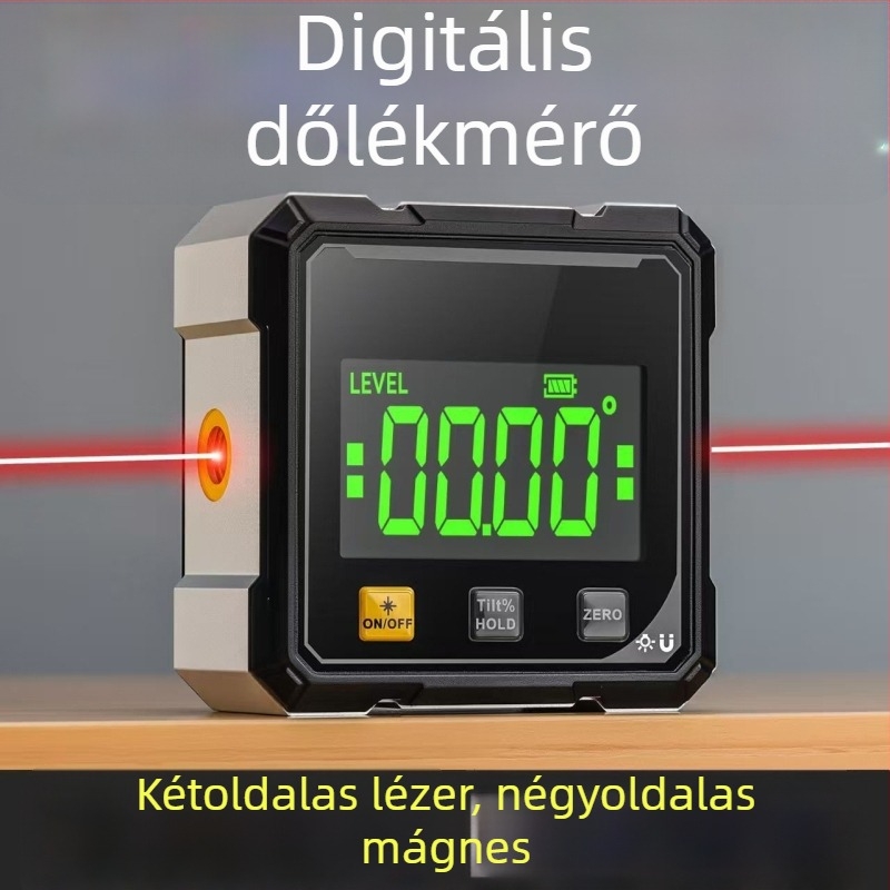 Magas pontosságú digitális lézeres mérőműszer beépített vízszintessel és dőlésmérővel a szög és lejtés méréséhez