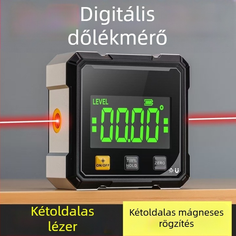 Magas pontosságú digitális lézeres mérőműszer beépített vízszintessel és dőlésmérővel a szög és lejtés méréséhez