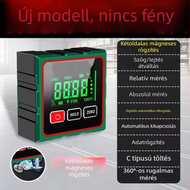 Magas pontosságú digitális lézeres mérőműszer beépített vízszintessel és dőlésmérővel a szög és lejtés méréséhez