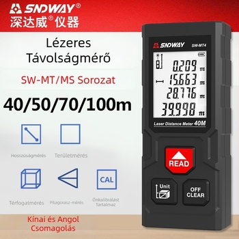 SNDWAY lézeres távolságmérő 40-100 m, magas pontosságú mérőeszköz, lézeres vonalzó, elektronikus vonalzó