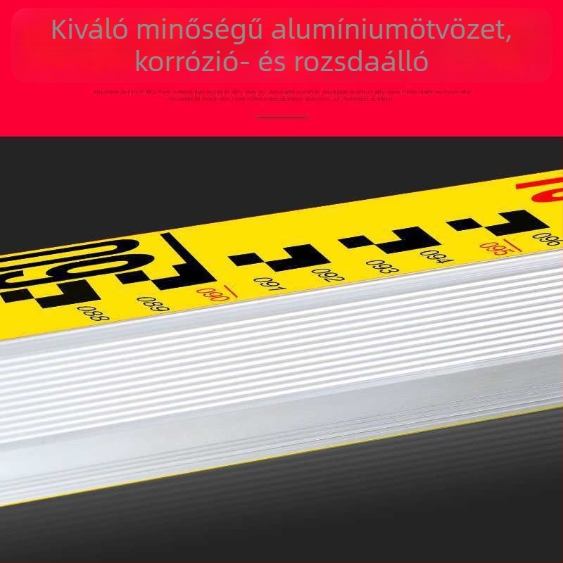 Alumínium ötvözetéből készült magasságmérő és szintmérő vonalzó, 3 m, 5 m és 7 m hosszúságú