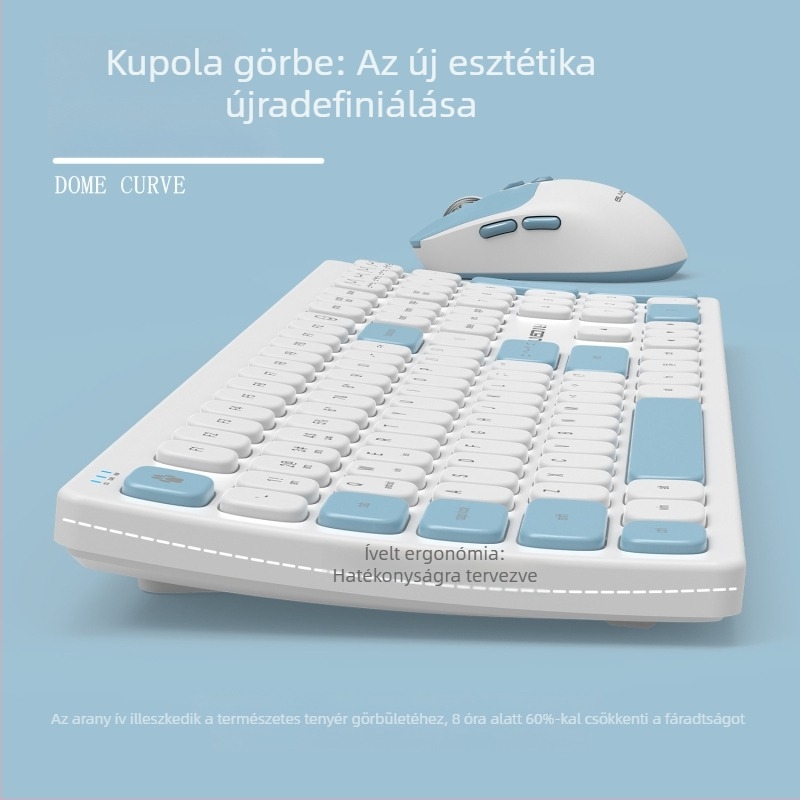 S-R5000 Vezeték nélküli billentyűzet és egér készlet, kettős mód, halk billentyűk, csokoládé színű billentyűfedők, otthoni iroda