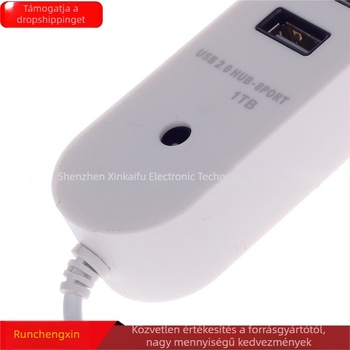 Hosszú USB 2.0 8-portos hub, multifunkcionális