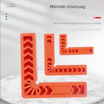 Műanyag 90°-os derékszög-pozicionáló mérőeszköz skálával
