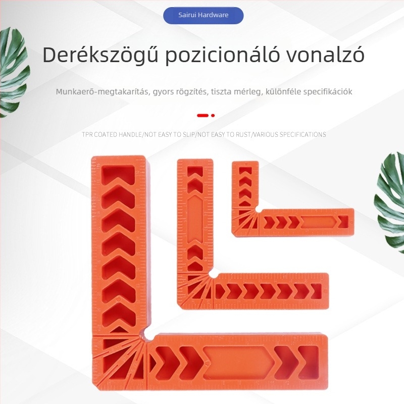 Műanyag 90°-os derékszög-pozicionáló mérőeszköz skálával