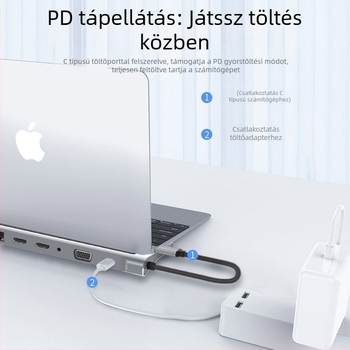 USB 3.0 két HDMI MST többmonitoros notebook dokkoló Type-C 12-in-1 hub