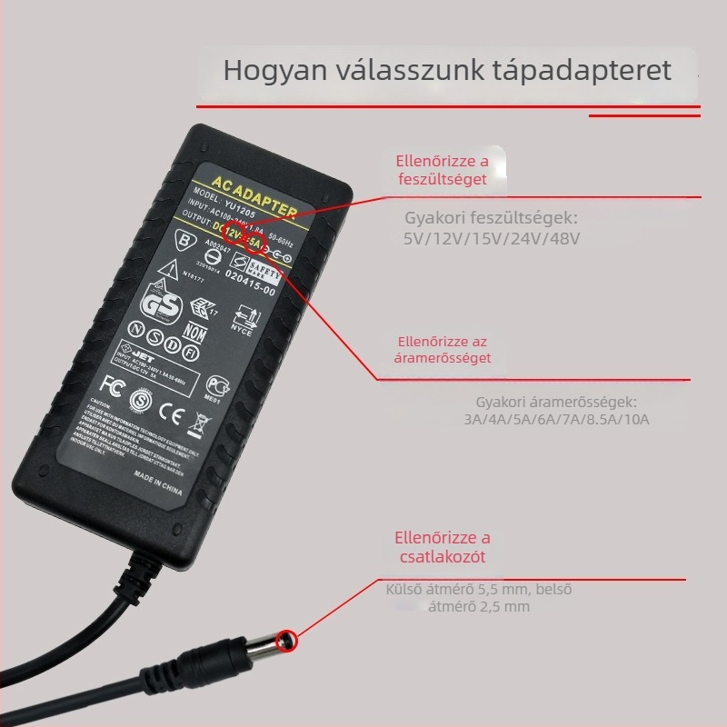 12V 5A kapcsolóüzemű tápegység, 60W