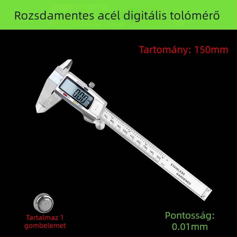 Elektronikus digitális tolómérő, nagy kijelzővel jade karkötő belső és külső átmérőjének mérésére