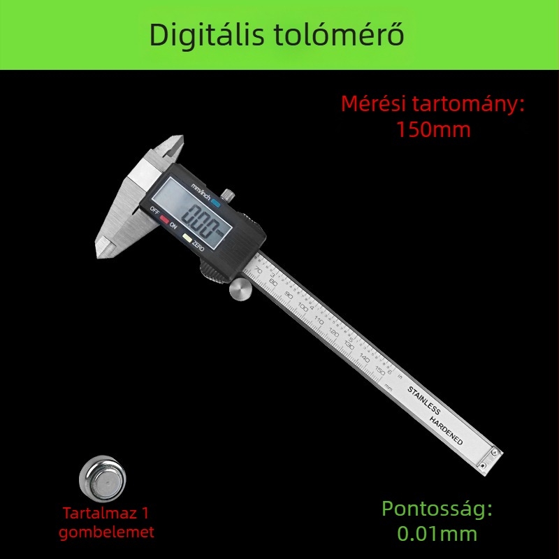 Elektronikus digitális tolómérő, nagy kijelzővel jade karkötő belső és külső átmérőjének mérésére
