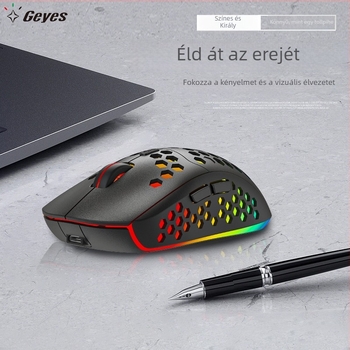 Geyes könnyű RGB vezeték nélküli játékegér, 2.4G, újratölthető, 6 gomb, 2400 DPI
