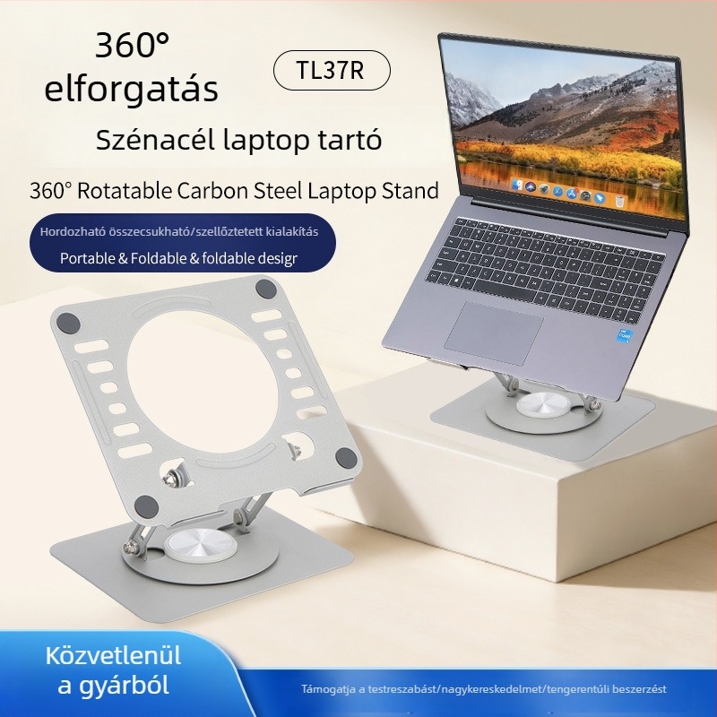 2026-os új modell asztali laptop-tartó, állítható magassággal és 360°-os forgással, szénacélból