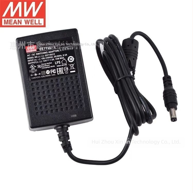 Mean Well GST18U12-P1J, 18W AC-DC ipari kapcsolóüzemű tápegység, 12V 1.50A