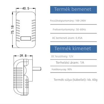 Fuduo 12V 1A tápegység – fekete kapcsolóüzemű, lámpákhoz, ausztrál szabvány