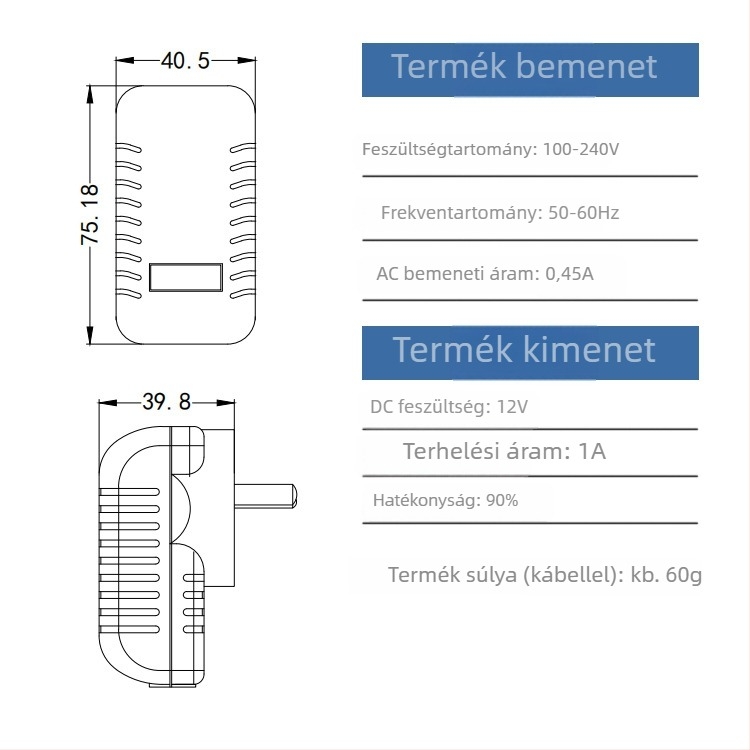 Fuduo 12V 1A tápegység – fekete kapcsolóüzemű, lámpákhoz, ausztrál szabvány